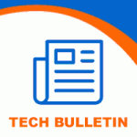 Icon of a newspaper with the text "Tech Bulletin" in orange below, featuring a blue and orange design that highlights advances in API flowability for direct compression.