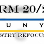 Text image with "MARM 2023" and "CUNY Chemistry Refocused" featuring blue and yellow lines beneath CUNY.