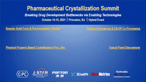 Join us for the Pharmaceutical Crystallization Summit on October 14-15, 2021, in Princeton, NJ. Explore key topics and connect with sponsors like CPC, J-Star, Porton, XtalPi, BlazeMetrics, and Technobis.