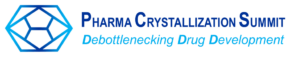 Logo for Pharma Crystallization Summit with the text "Debottlenecking Drug Development" and a hexagonal design.