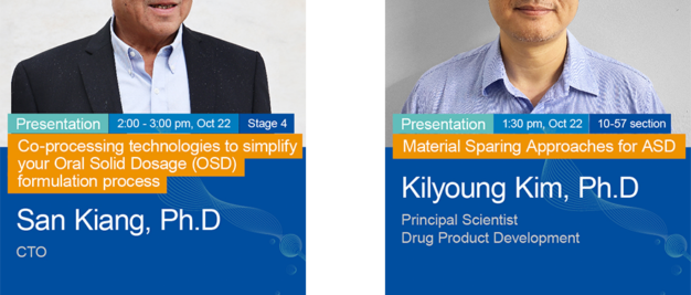 Discover two posters at AAPS PharmSci 360 2024 featuring talks by San Kiang, Ph.D., CTO of Porton J-STAR, and Kilyoung Kim, Ph.D., Principal Scientist. Don't miss their presentation topics and schedules—visit Booth 2431 for more details!.