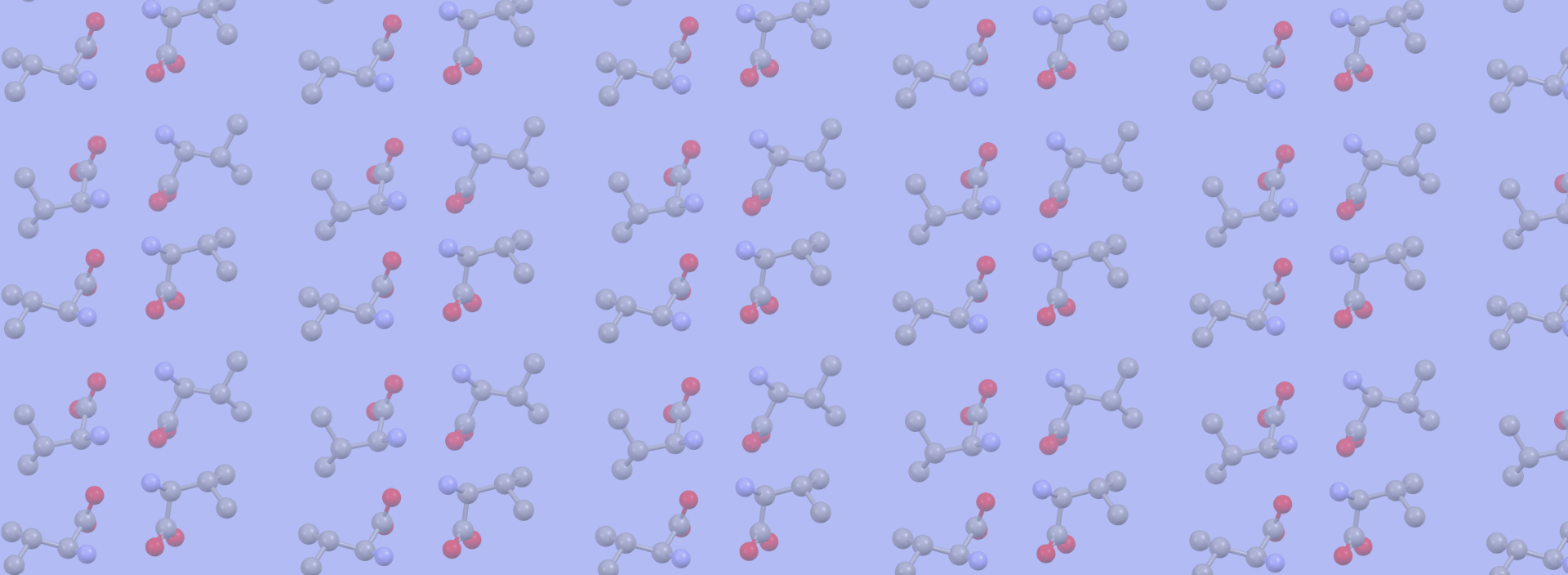 Pattern of molecular models arranged on a light purple background.