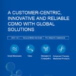 In Porton Pharma Solution’s blue and white 2025 brochure, discover their CDMO global solutions with icons for small molecules, biologics, tides, and advanced therapy medicinal products.