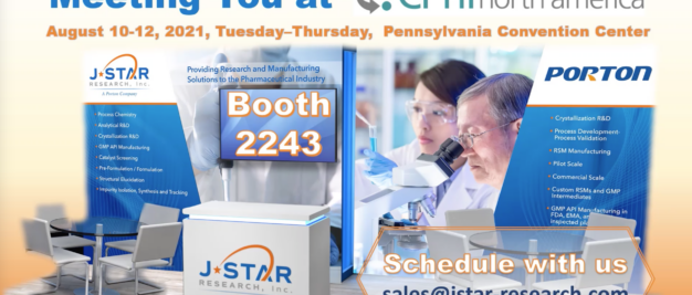 Visit J-Star Research at CPhI North America, August 10-12, 2021, at the Pennsylvania Convention Center. Explore our exhibition booth with exclusive promotional materials and join us at Booth 2243 for more insights into our innovative solutions.